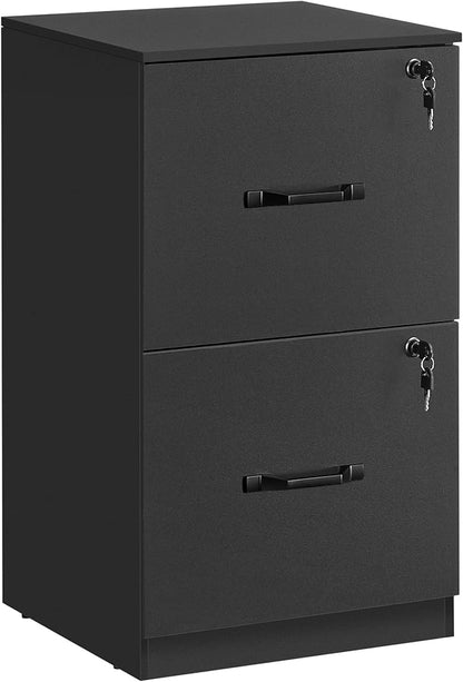 VASAGLE 2-Drawer Vertical File Cabinet, Filing Cabinet for Home Office, Printer Stand, with 2 Lockable Drawers, Adjustable Hanging Rail, for A4 and Letter-Size Files, Ink Black UOFC061B16 - LeafyLoom