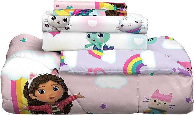 Franco Gabby's Dollhouse Kids Bedding Super Soft Comforter and Sheet Set with Sham, 5 Piece Twin Size, (Officially Licensed Product) - LeafyLoom