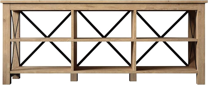 Henn&Hart Rectangular TV Stand for TV's up to 65" in White Oak, Electric Fireplace TV Stands for the Living Room - LeafyLoom