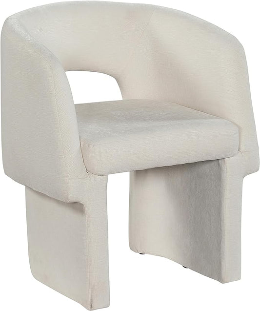 Meridian Furniture Emmet Collection Modern | Contemporary Dining Accent Chair with Rich Fabric, Steel Inner Frame, 26" W x 23.5" D x 30" H, Cream - LeafyLoom