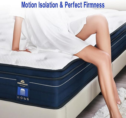 King Mattress,14 Inch Gel Memory Foam Hybrid Mattress in a Box,Motion Isolation Individually Wrapped Pocket Coils,Pressure Relief,Back Pain Relief,Breathable,Non-Fiberglass King Size Mattress - LeafyLoom