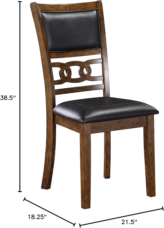 New Classic Furniture Gia Dining Chair (Set of Four), Black PU Upholstered Seat & Back Rest, Brown - LeafyLoom