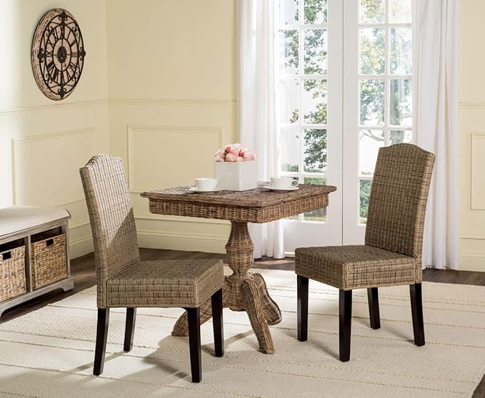 Safavieh Home Collection Odette Grey Wicker Dining Chair - LeafyLoom