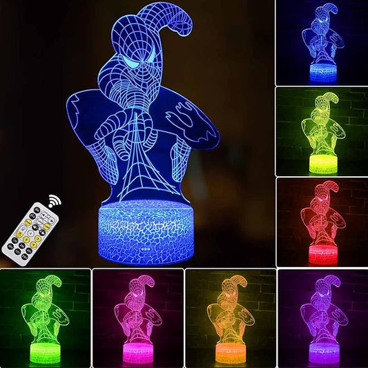 3D Illusion LED Lamp Superhero 3D Night Light for Kids 16 Colors Changing Touch & Remote Control Decor Lamp for Boys Girls Christmas Gifts - LeafyLoom