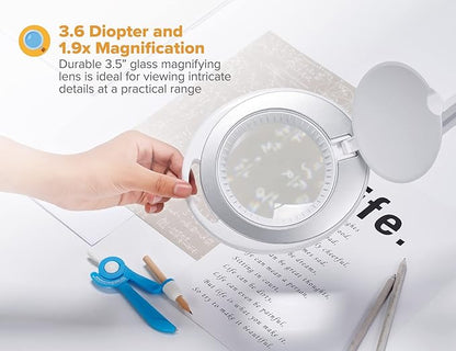 Bostitch Office LED Magnifying Desk Lamp with Clamp Mount, Energy-Efficient LEDs, Dimmable, 4.5W, 480 Lumens, White (VLED600) - LeafyLoom