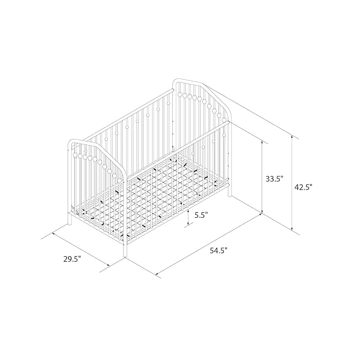 Novogratz Bushwick Metal Crib with Adjustable Mattress Height, Off White - LeafyLoom