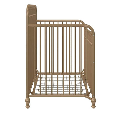 Little Seeds Ivy 3-in-1 Convertible Metal Crib, JMPA Certified, Gold - LeafyLoom