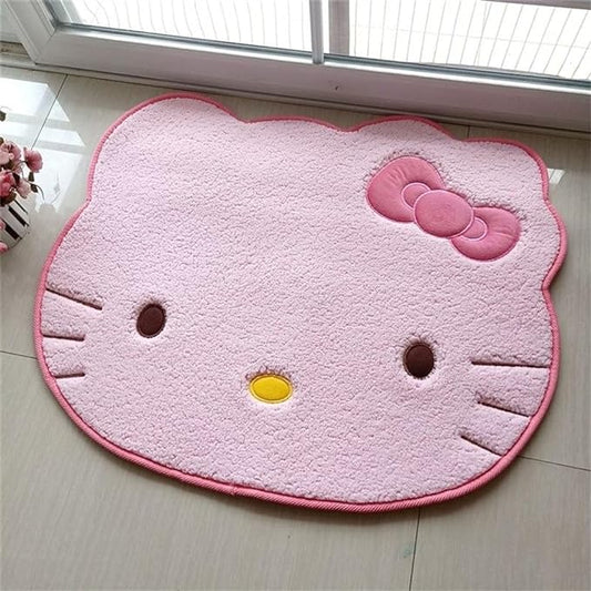 Area Rugs Kawaii Carpet Super Soft Area Rugs Cute Cartoon Kitten Face Pattern Bedroom Mats，Luxury Shaggy High Absorbent and Anti Slip - LeafyLoom