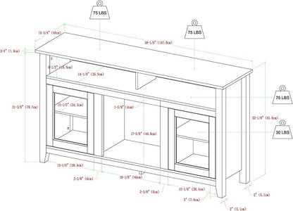 Walker Edison Glenwood Rustic Farmhouse Glass Door Highboy Fireplace TV Stand for TVs up to 65 Inches, 58 Inch, Driftwood - LeafyLoom