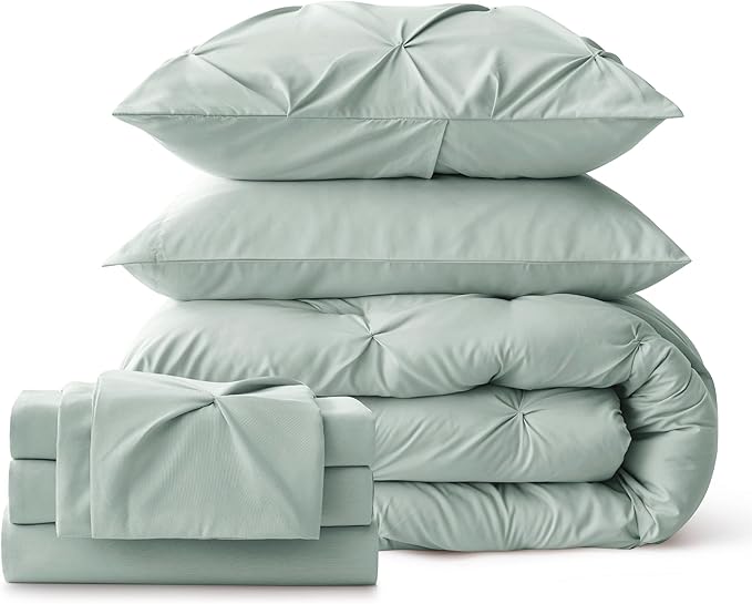 Bedsure Full Size Comforter Sets - Bedding Sets Full 7 Pieces, Bed in a Bag Green Bed Sets with Comforter, Sheets, Pillowcases & Shams - LeafyLoom