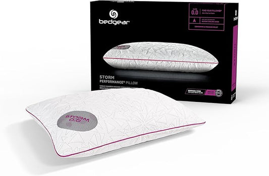 Bedgear Storm Performance Pillow - Size 0.0 - Cooling Pillow for Hot Sleepers - Medium Firmness Bed Pillow for All Sleep Positions - Hypoallergenic, Washable Removable Cover - 20" W x 26" L x 4.75" H - LeafyLoom