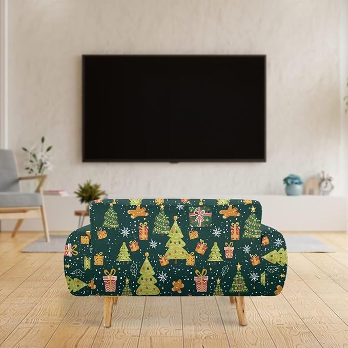 FKELYI Christmas Tree Sofa Couch Cover Comfortable Furniture Protector with Elastic Bottom Stretch Sofa Slipcover for Living Room L FKELYI