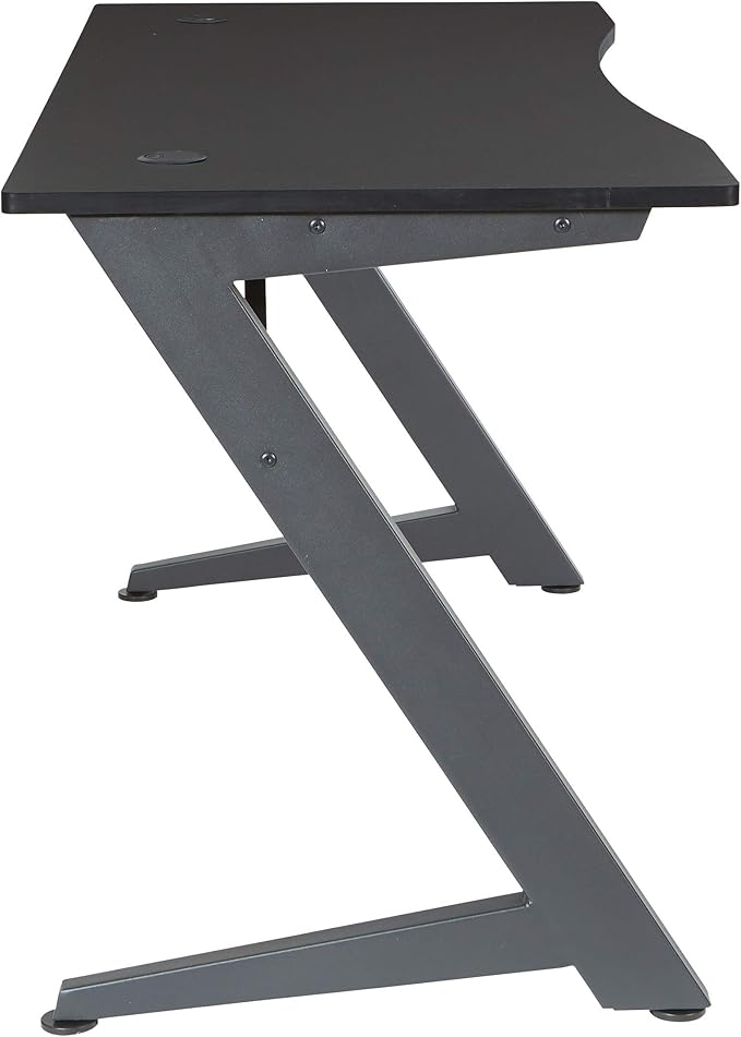 OSP Home Furnishings Beta Battlestation Gaming Desk with Bluetooth RGB LED Lights, Matte Black - LeafyLoom