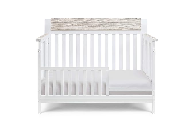 Suite Bebe Hayes 4 in 1 Convertible Crib, White and Wire Brushed Wood - LeafyLoom