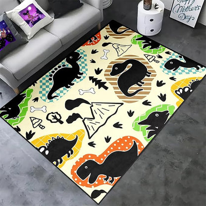 Dinosaur Rugs for Boys Bedroom - Kids Bedroom Rug Dinosaur Pattern Area Rug Kids Play Rugs for Boys Dinosaur Bedroom Decor for Boys Colorful Dinosaur Print Area Rug Kids Rugs for Bedroom,5'×7' - LeafyLoom