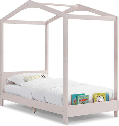 Delta Children Poppy House Wood Twin Bed, Platform Bed - No Box Spring Needed, Blush Pink - LeafyLoom