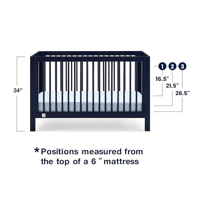 babyGap by Delta Children Charlie 6-in-1 Convertible Crib TrueSleep Crib and Toddler Mattress (Bundle), Navy - LeafyLoom