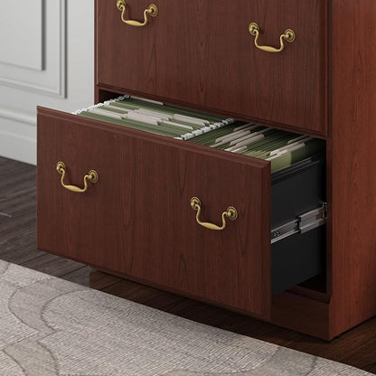 Bush Saratoga Lateral File Cabinet, Harvest Cherry (EX45654-03) - LeafyLoom