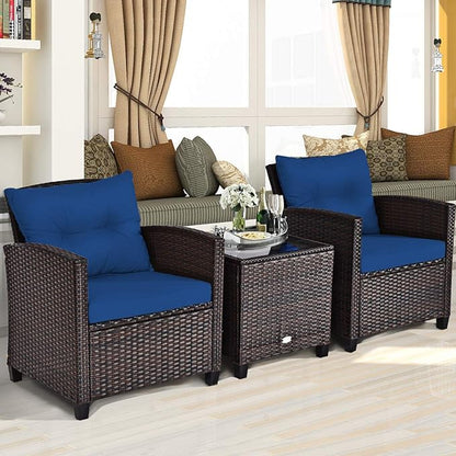 3 PCS Patio Furniture Set, OneSize, Navy - LeafyLoom