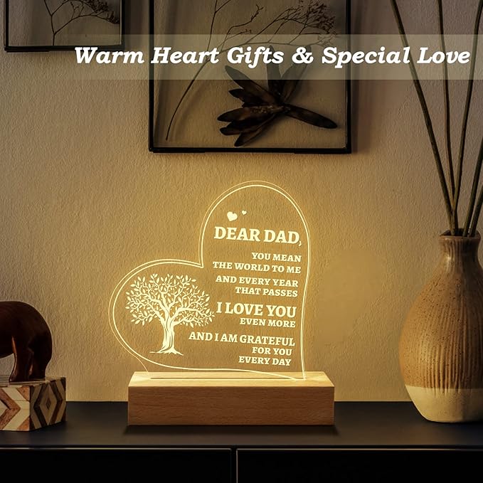 Welsky Birthday Gifts for Dad from Daughter Son, Personalized Dad Night Light Gifts for Birthday, Christmas, Dad Presents from Kids - LeafyLoom