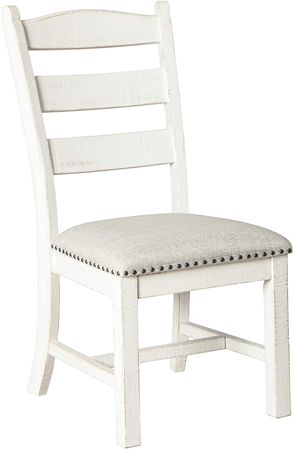 Signature Design by Ashley Valebeck Vintage Farmhouse Cushioned Dining Chair, 2 Count, Whitewash - LeafyLoom