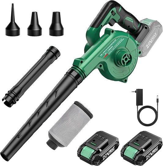 K I M O. Cordless Leaf Blower Vacuum Combo 4 IN 1, 3 Nozzles for Inflation & Compression,3 Modes & Variable Speed, 20000RPM 150MPH, 2X2.0Ah Battery, Extended Tube, Mini Leaf Blowers for Lawn Care|Yard - LeafyLoom