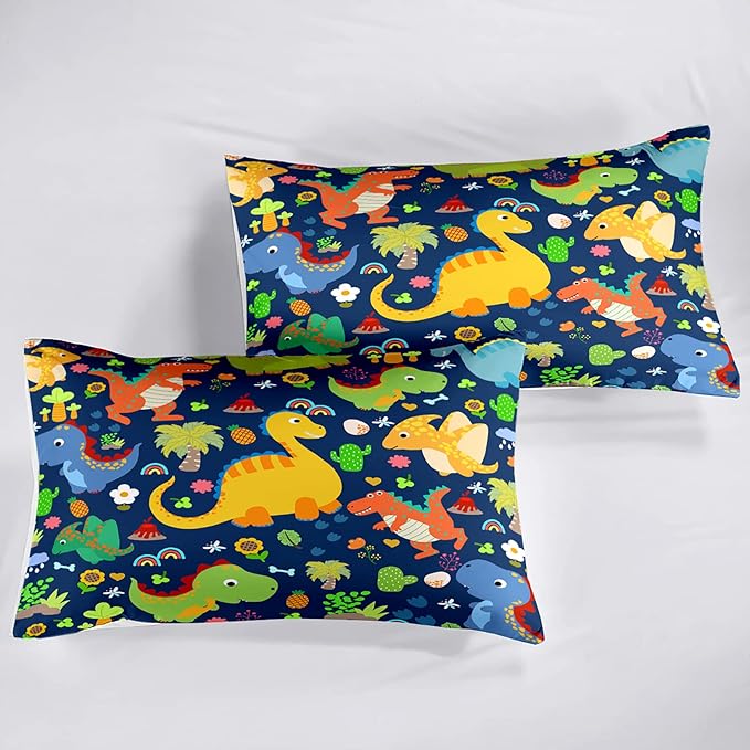 Dinosaur Bedding Full for Boys - Dinosaur Bedding Set for Kids Bedroom Dinosaur Bedding Full Blue Dinosaur Comforter Boys Room Decor Dinosaur Comforter, Full (1 Comforter 2 Pillowcases) - LeafyLoom