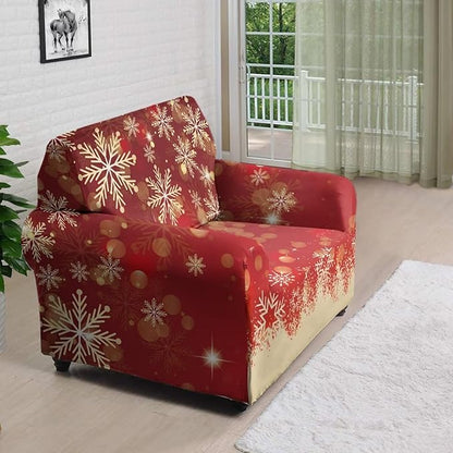 FKELYI Christmas Snow Sofa Slipcover Stretch Sofa Couch Cover for Living Room Non-Slip Furniture Protector Washable Sofa Slipcovers S FKELYI