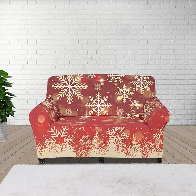 FKELYI Christmas Snow Sofa Slipcover Stretch Sofa Couch Cover for Living Room Non-Slip Furniture Protector Washable Sofa Slipcovers M FKELYI