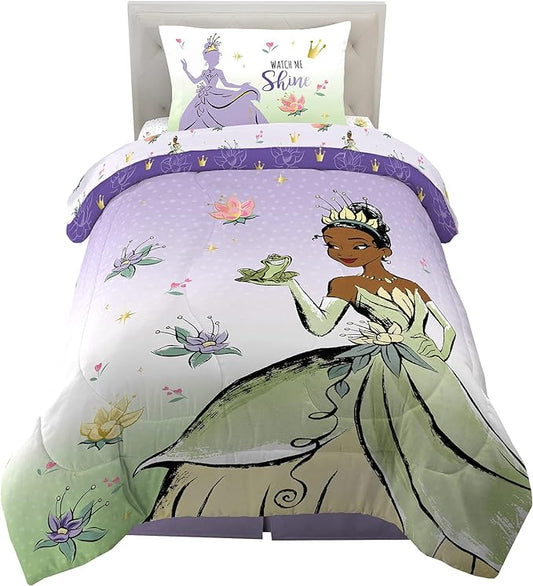 Disney Princess Tiana Kids Bedding Super Soft Microfiber Comforter And Sheet Set, 4 Piece Twin Size, "Official" Disney Product By Franco - LeafyLoom