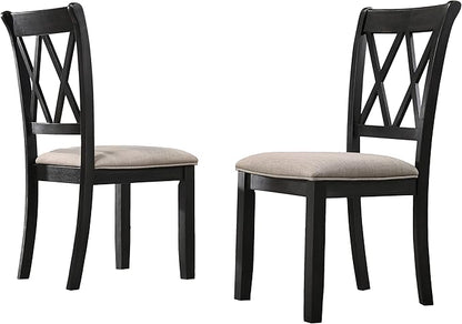 Roundhill Furniture Windvale Fabric Upholstered Dining Chair, Set of 2, Black - LeafyLoom