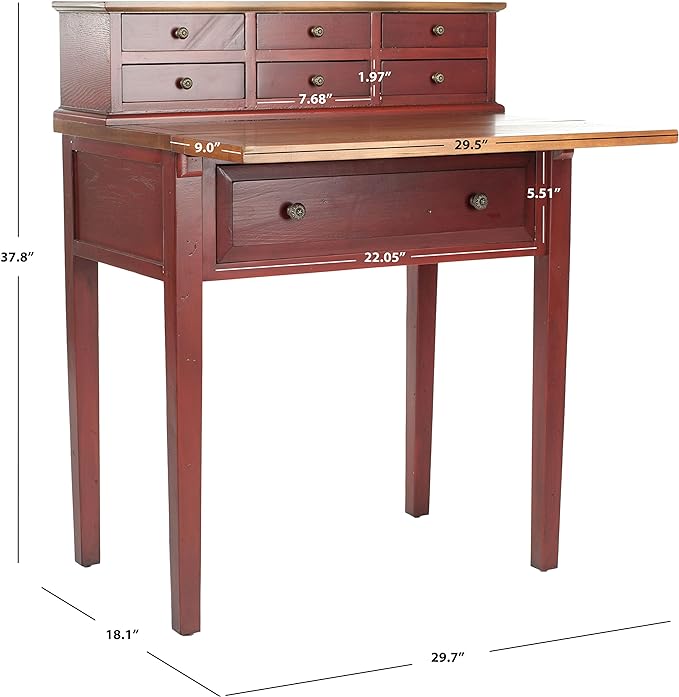 Safavieh American Homes Collection Abigail Egyptain Red and Oak Fold Down Desk - LeafyLoom