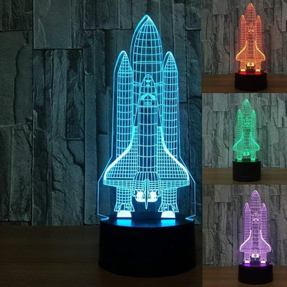 Rocket Night Light 3D Illusion Lamp LED Space Shuttle Nightlight 7 Color Changing Touch Sensor Desk Table Lamp with USB Cable Decoration for Nursery Bedroom Kids Boys Birthday Gifts - LeafyLoom