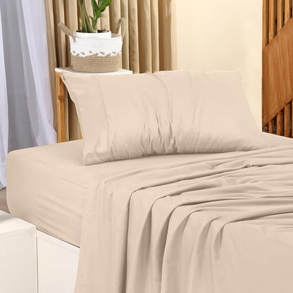 Utopia Bedding Twin XL Sheets - 3 Piece Bedding - Brushed Microfiber - Shrinkage and Fade Resistant - Easy Care (Twin XL Twin Extra Long Beige) - LeafyLoom