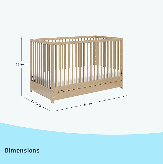 Graco Teddi 5-in-1 Convertible Crib with Drawer (Driftwood) – GREENGUARD Gold Certified, Crib with Drawer Combo, Full-Size Nursery Storage Drawer, Converts to Toddler Bed, Daybed and Full-Size Bed - LeafyLoom