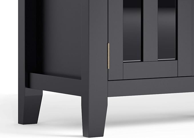 SIMPLIHOME Artisan SOLID WOOD 72 Inch Wide Transitional TV Media Stand in Black for TVs up to 80 Inches, For the Living Room and Entertainment Center - LeafyLoom