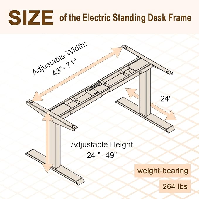 Electric Standing Desk Frame Dual Motor Height Adjustable Desk Motorized Stand Up Desk-White(Frame Only) - LeafyLoom