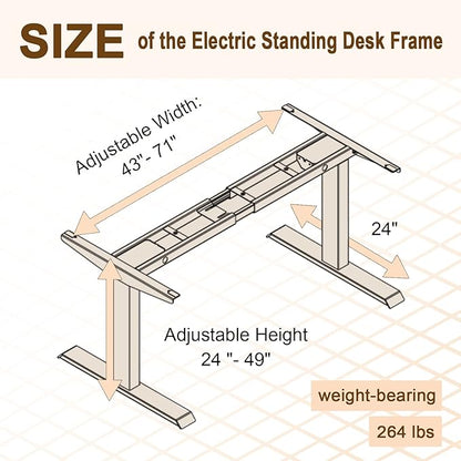 Electric Standing Desk Frame Dual Motor Height Adjustable Desk Motorized Stand Up Desk-Black(Frame Only) - LeafyLoom