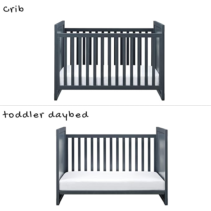 Baby Relax Miles 2-in-1 Convertible Crib, Graphite Blue - LeafyLoom