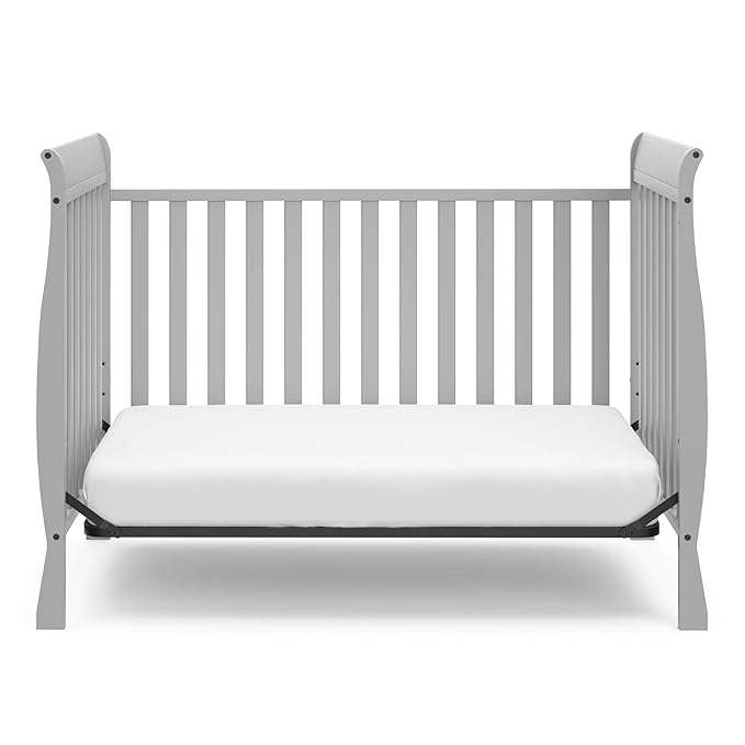 Storkcraft Maxwell Convertible Crib (Pebble Gray) – GREENGUARD Gold Certified, Converts to Toddler Bed and Daybed, Fits Standard Full-Size Crib Mattress, Classic Crib with Traditional Sleigh Design - LeafyLoom