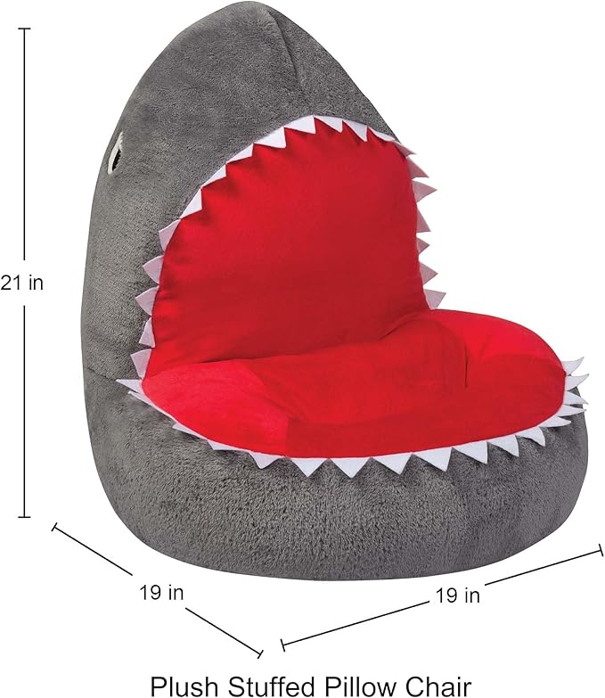 Trend Lab Shark Toddler Chair Plush Character Kids Chair Comfy Furniture Pillow Chair for Boys and Girls, 21 x 19 x 19 inches - LeafyLoom