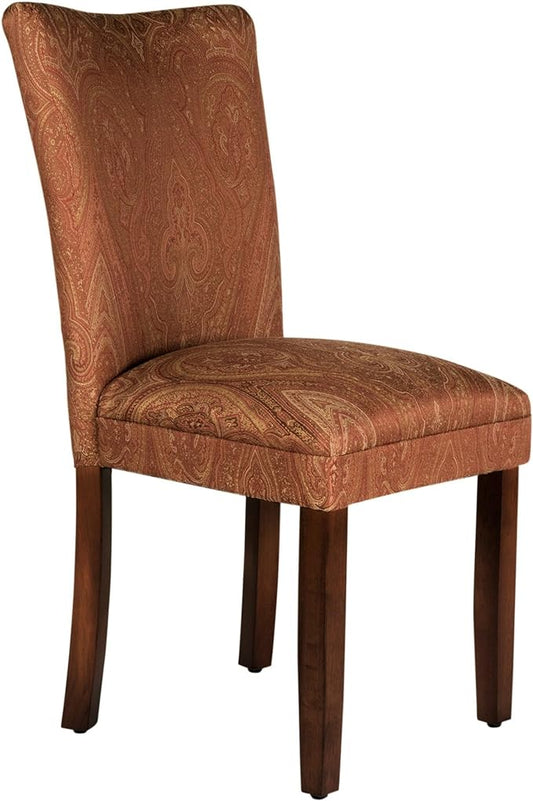 Homepop Home Decor |K1136-F765 | Classic Upholstered Parsons Dining Chair | Single Accent Dining Chair, Red & Gold Damask - LeafyLoom