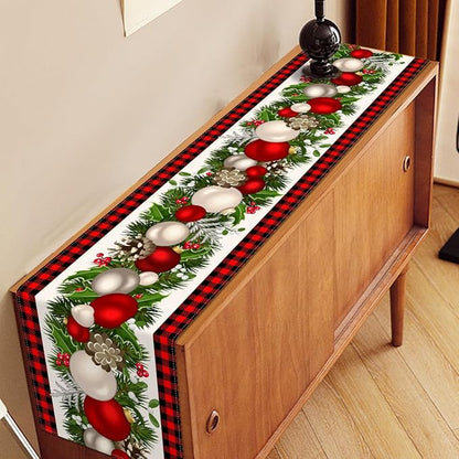 Nepnuser Black and Red Buffalo Check Plaid Christmas Table Runner 108 Inches Long Seasonal Winter Xmas Party Decoration Holiday Home Kitchen Dining Room Decor Nepnuser