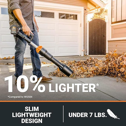 WORX Nitro 40V LEAFJET WG585 Leaf Blower Cordless with Battery & Charger, PowerShare, Blowers for Lawn Care Up to 165 MPH 620 CFM, Lightweight with High-Power Turbine Fan and Brushless Motor - LeafyLoom