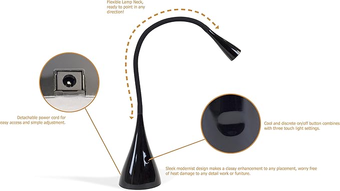 Newhouse Lighting 3 Watt LED Plastic/Steel Gooseneck Desk Lamp (NHGS-LED-BLK) - LeafyLoom