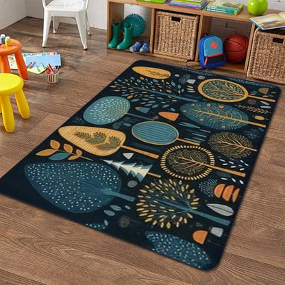 Soft Kids Play Area Rugs 3D Home Set Cartoon Doodle Trees Beautiful Hand Drawn Childish Primitive Style Plush Rugs Non Slip Shaggy Carpets for Kids' Bedroom Classroom Playroom Nursery Décor - LeafyLoom