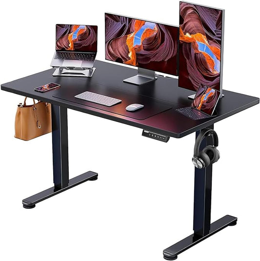 ErGear Height Adjustable Electric Standing Desk, 48 x 24 Inches Sit Stand up Desk, Memory Computer Home Office Desk (Black) - LeafyLoom