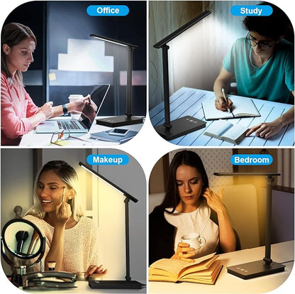 LED Desk Lamp for Home Office, Desk light Dimmable Eye-caring Reading with 5 Lighting & 5 Brightness Level, Table Light Touch Control Foldable Table Lamp for Bedside Office Study Reading Work - LeafyLoom