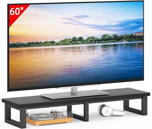 45" Large TV Riser for 32-60 inch TV, TV Riser Stand Shelf with Steel Legs, Tabletop TV Stand Riser for Home Office,Black - LeafyLoom