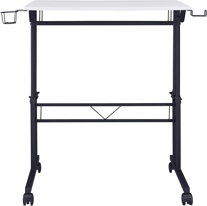 NicBex Laik-DW-00049-DX Desks, 35.25" W x 25" D x 28" H, White+Black - LeafyLoom